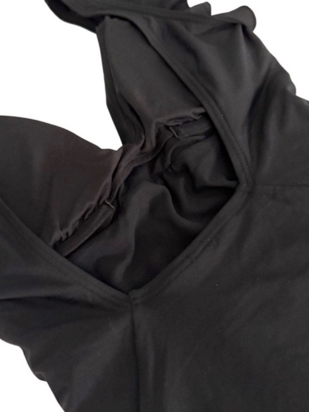 NEW DKNY One Piece Swimsuit Tummy Control Low Back Ruffle Straps Black Size S - Picture 12 of 16